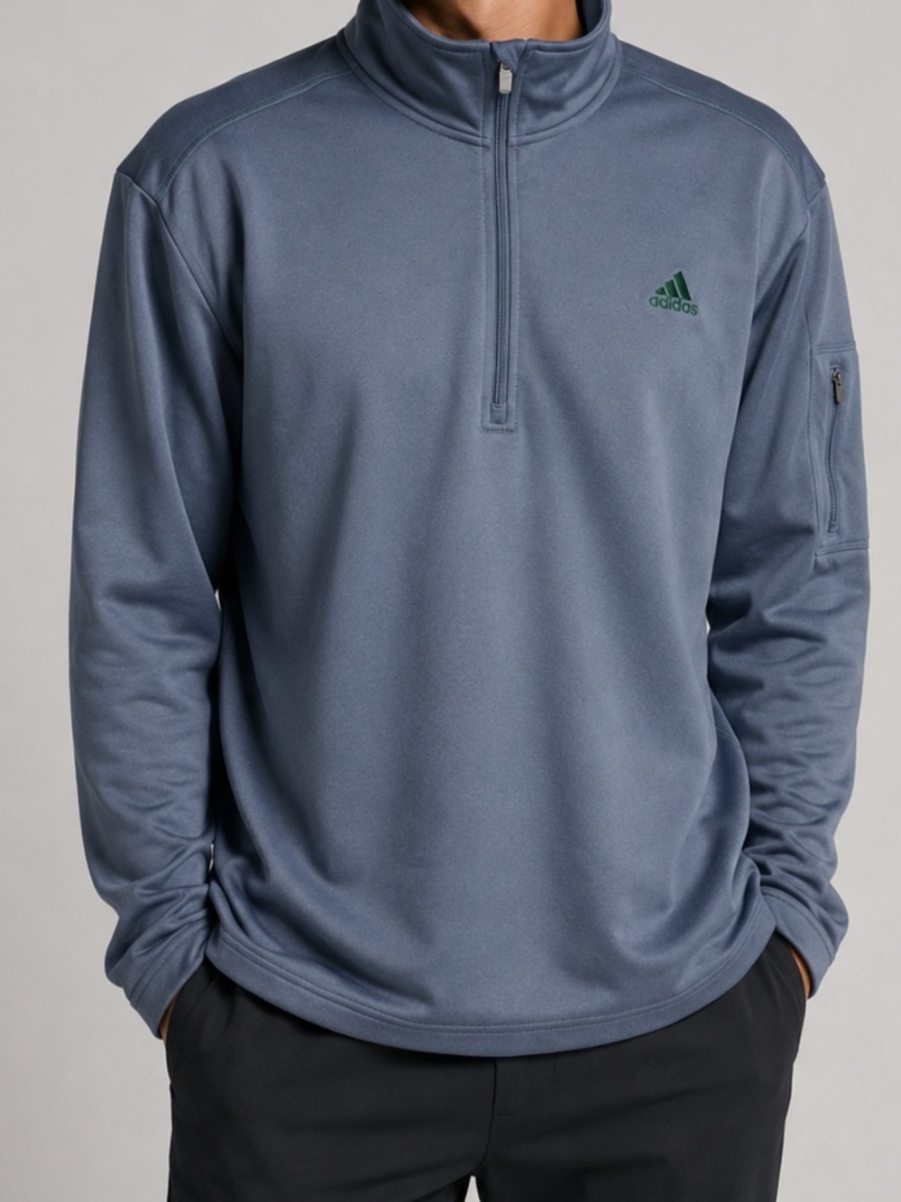 Adidas Men's Dark Gray Quarter-Zip Pullover 2XL - Picture 5 of 7